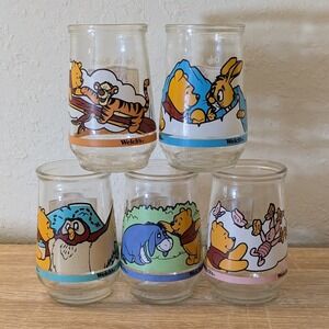 VTG Welch's Glass Jars Collectible Disney 1997 Pooh's Grand Adventure Set of 5